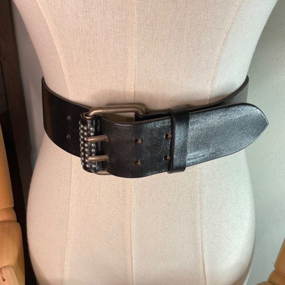 See by Chloe Thick Studded Black Leather Belt 85cm/35in x 2in wide main image 6